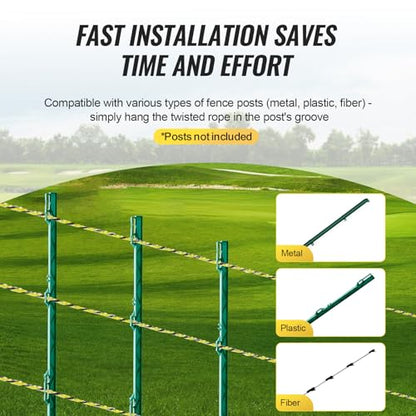 VEVOR Electric Fence Wire, 3366Ft 1026M Portable Polywire, 1/8" Diameter 6 Stainless Steel Strands for Reliable Conductivity and UV, Rust Resistance, Fencing Rope Line for Horse, Cattle, Livestock - size: 3366Ft 1026M, style: 1/8" Strands