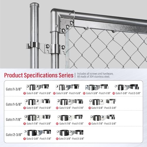 Stainless Steel 1-3/8" x 1 5/8" Chain Link Gate Latch （Fit 1-3/8" Gate Frame）, Heavy Duty Chain Link Fence Gate Fork Latch with Hole for Padlock 2Pack - color: 1-3/8"x1-5/8"
