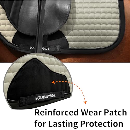 EQUINEWAVE Aria Soft Suede Jump Saddle Pad – Breathable Moisture-Wicking Lining, Shock-Absorbing Cushion, Contoured Spine, English All Purpose Saddle Pad - color: Champagne
