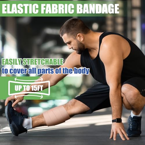 Geiserailie 12 Rolls 3 Inches Elastic Tape Self Adhesive Wrap Sports Pets | Cohesive Stretch for Ankle Knee Wrist, Sticks to Itself Not Skin Hair, Athletic Training Pet Animal Protection, Tan Beige - size: 3 Inch