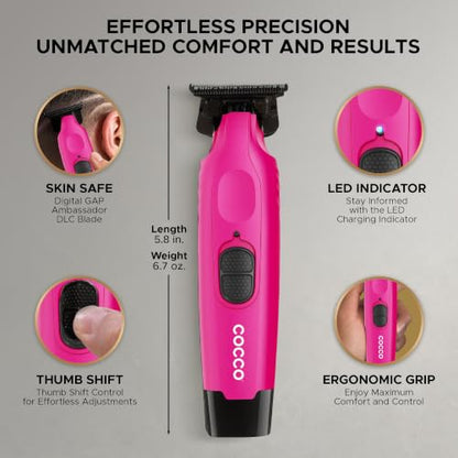 Cocco Hyper Veloce Pro Trimmer, Digital Gap Graphene Blade Edger - color: Pink