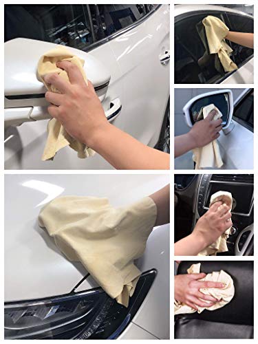 Chamois Drying Cloth Car Drying Towel Real Leather Super Absorbent Fast Drying Natural Chamois Car Wash Cloth Accessory (7.25 SQ FT in Total) - size: 7.25 sq ft in total