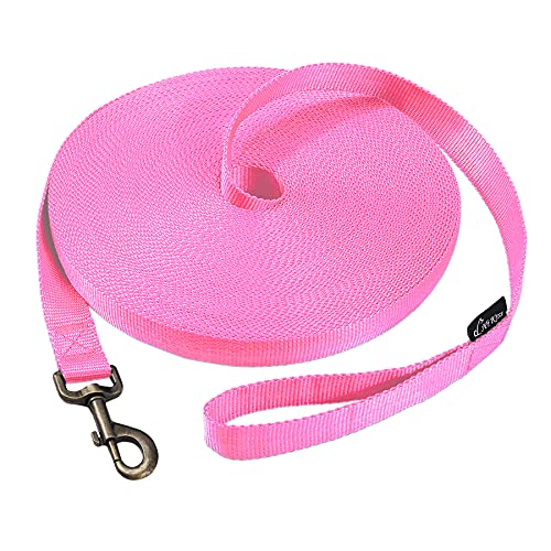 HIKISS Long Dog Leash Obedience Recall Training Agility Lead with Thickening Material for Large Dog - 15ft 20ft 30ft 50ft 100ft Training Leash(Pink 15ft) - color: T7:Large Dog Thicken pink, size: 15 Feet