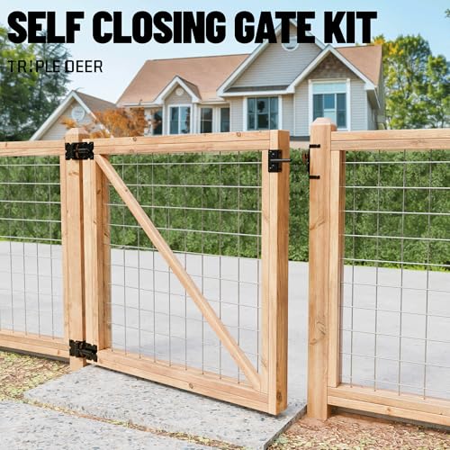 Heavy Duty Self-Closing Gate Hinge and Self-Locking Latch Hardware Kit