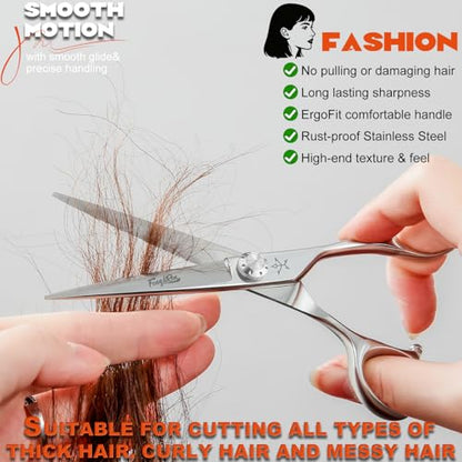 High-end Professional Extremely Very Sharp Barber Hair Cutting Scissors Hairdresser Shears For Hair 6 Inches Haircut Scissor Made Of Stainless Steel Alloy For Hairdressing Salon and Home Use - size: 6 Inch, style: Shears