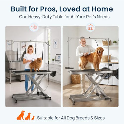 KANIS 49" Professional Electric Dog Grooming Table, 304 Steel, Heavy Duty - color: STAINLESS STEEL, size: 49"