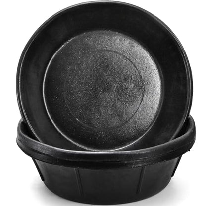 Cididu 3 Pack Rubber Feed Pan, 8 Quart Large Horse Feed Bucket, Heavy Duty Rubber Water Bowl for Livestock, Stackable Chicken Dust Bath Tub for Pig Goat Dog Cat Farm Animal Feeding, 14.5'' x 4.5''
