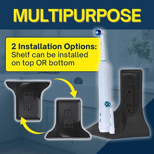 Power Perch Outlet Shelf, No Drill Renter Friendly Shelves, 2-Pack Black - color: Black, size: Single Outlet 2 Pack