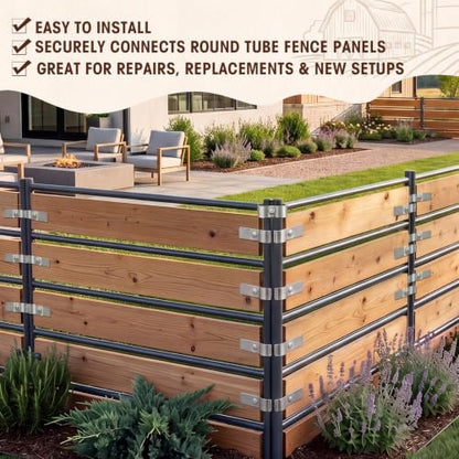 32 Pack 1-5/8" Horse Stall Panel Clamps Kit, Galvanized Steel | 24 U-type and 8 Saddle Clamps, Reduces Wobble Without Welding, 0.35 mm, Rust-resistant, for Stalls Circular Fences Kennels