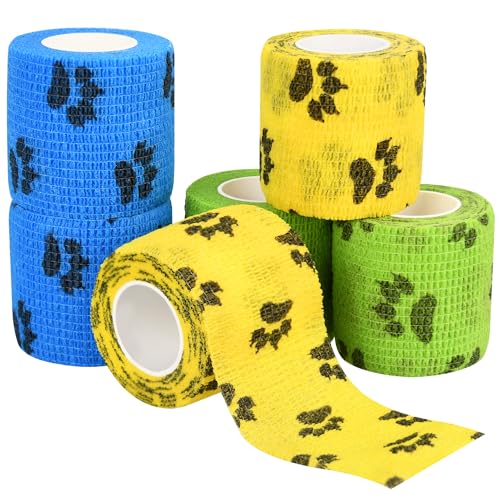 6pcs 2" Self Adhesive Bandage Wraps, Paw Prints A - size: 6pcs 2" Paw Prints A