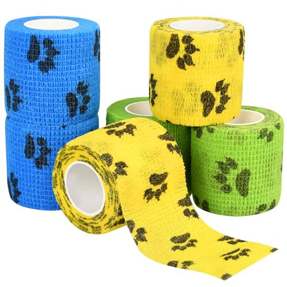 6pcs 2" Self Adhesive Bandage Wraps, Paw Prints A - size: 6pcs 2" Paw Prints A