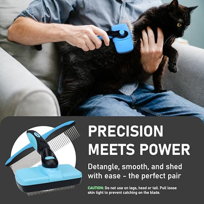 Maxpower Planet Pet Grooming Brush - Double Sided Shedding and Dematting Undercoat Rake Comb for Dogs and Cats,Extra Wide (C2 - Brush & Comb, Large) - color: BA - Brush & Comb, size: Large