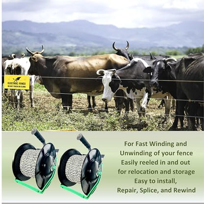 PK2 Electric Fence Polywire 6 Conductors 1312 Feet Pre-Spooled on 3:1 Standard Geared Reel - size: 1312 ft x 6 wires x 2 standard reel