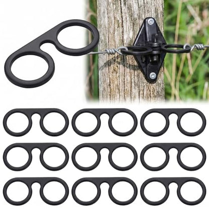 10 Pcs T-Post Electric Fence Gate Hook Heavy Duty Eyelet Set, Pin-Lock Insulator Gate Connector for High Tensile Ranch Farm and Property Fencing (Black) - color: Black