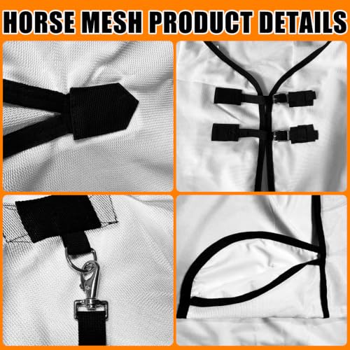 Horse Fly Sheet Breathable 78" UV Protection Equine Summer Sheets Stand Neck White - size: 78"(145cm)