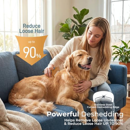 Deshedding Dog Brush Grooming Kit for Dogs & Cats, All Coat Types