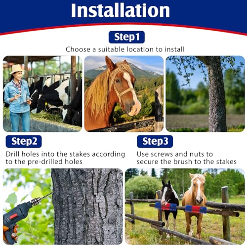 3 Pack Livestock Scratching Brush, Blue and Red - color: Blue and Red
