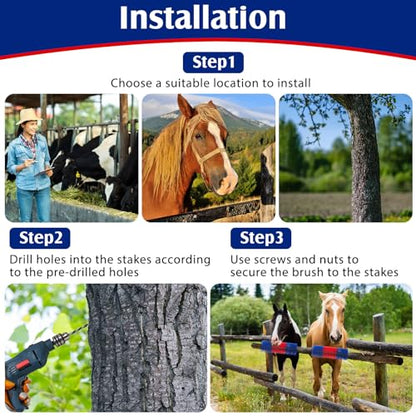 3 Pack Livestock Scratching Brush, Blue and Red - color: Blue and Red