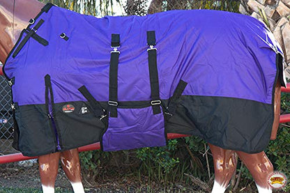 HILASON 1200D Winter Waterproof Poly Horse Turnout Blanket Belly Wrap Purple | 74 in - color: Purple Black, size: 74 In