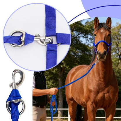 Adjustable Nylon Horse Halter & Matching Lead Set for Horses - color: BLUE