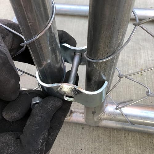 12 Pcs 1-5/8" Chain Link Fence Panel Clamps, Dog Kennel Clamps for 1-5/8" OD Pipe, Galvanized Steel, for Round Pipe Panel Frame,Bolts & Nuts include - size: 1-5/8 12Pcs