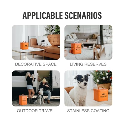 Metal Dog Food Containers, Dog Treat Snack Jars with Lids and Spoon,3 Set