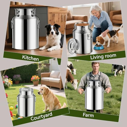 Newget 21lb Stainless Steel Dog Food Storage Container with Scoop - size: 21 lb