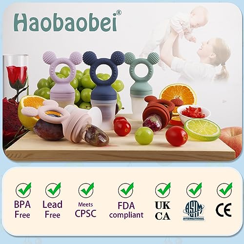 Baby Fruit Feeder, Frozen Teething Toys for Babies, Teether Pacifier with 3 Extra Teats, Eating Essentials, BPA Free Baby Feeding Supplies (Copper) - color: Red