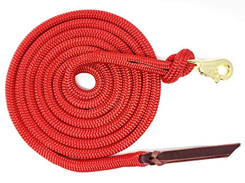 12FT Lead Rope with BPS Snap - color: Red, size: 12 ft. Brass Trigger Snap