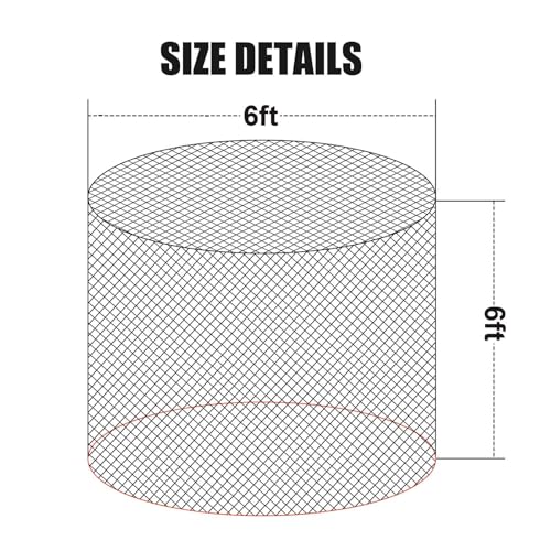 6 * 6ft Completely Upgraded Bolded Round Bale Hay Net for Horses&Livestock, Large Heavy Duty Round Bale Hay Net, 12-Strand Knotless Slow Feeder Hay Net with 2.2inches Holes