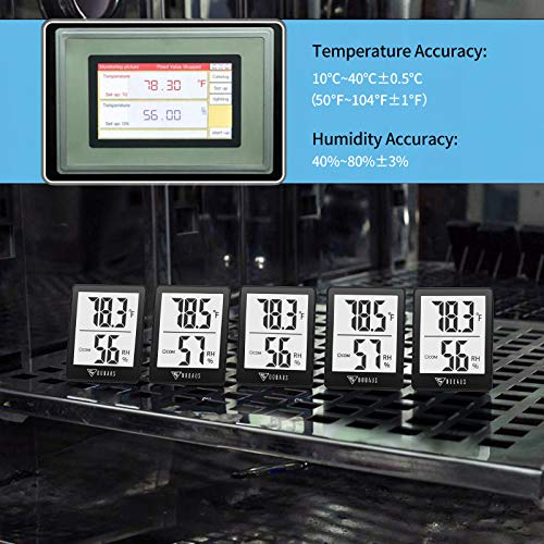 DOQAUS 2 Pack Digital Hygrometer Indoor Thermometer Humidity Meter - color: Black, size: 2 Pack