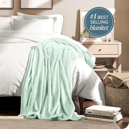 Bare Home Fleece Blanket Luxury Microplush (Full/Queen, Spring Mint) - color: 14 - Spring Mint, size: Full/Queen
