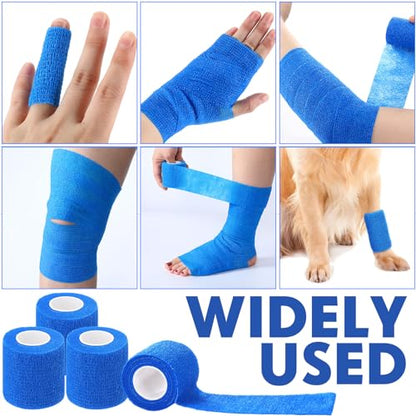 Treela 48 Pack Self Adhesive Wrap Bandage, Blue, 2 Inches x 5 Yards - color: Blue, size: 2 Inch X 5 Yards