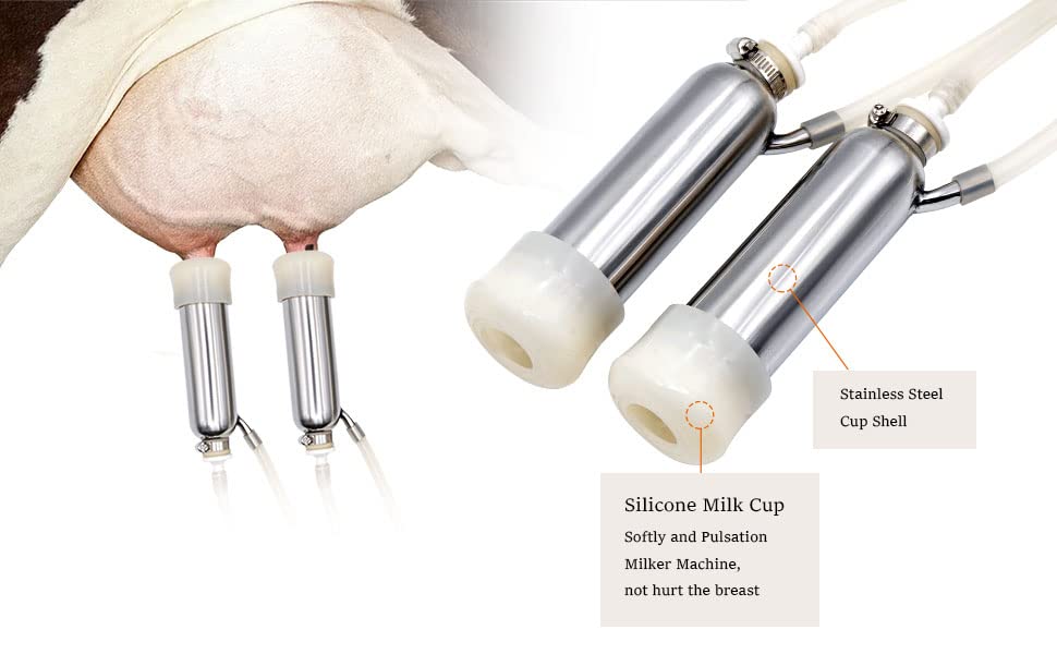 3L Cow Milking Machine Electric Pulsation Vacuum Pump Cow Milker - size: Cow