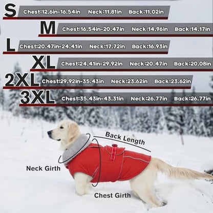 Lelepet Dog Coat Waterproof Dog Jacket Fleece Vest with Adjustable Buckle - color: Red, size: S