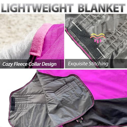 1200D Ripstop Horse Turnout Rain Sheet(No Fill) Hot Pink 81'' - color: Hot Pink 0g Fill, size: 81''