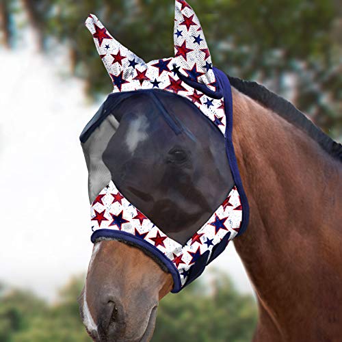 Harrison Howard LumiVista Horse Fly Mask Standard with Ears UV Protection for Horse Dream Star S Pony - color: Dream Star, size: Pony (Small)