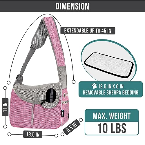 PetAmi Dog Sling Carrier for Small Dogs, Hands Free Crossbody Carrier, Pink - color: Pink