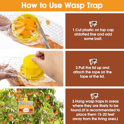 4 Pack Disposable Wasp Traps Outdoor Hanging Bags - size: 4 Pack