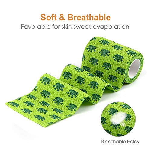 AUPCON Vet Wrap Cohesive Bandages Bulk Self Adhesive Bandage Wrap Self Adherent Wrap Non-Woven for Dogs Pet Animals & Ankle Sprains & Swelling 2 Inch x 5 Yards (3 Inch Print Claw) - color: 3 Inch Print Claw
