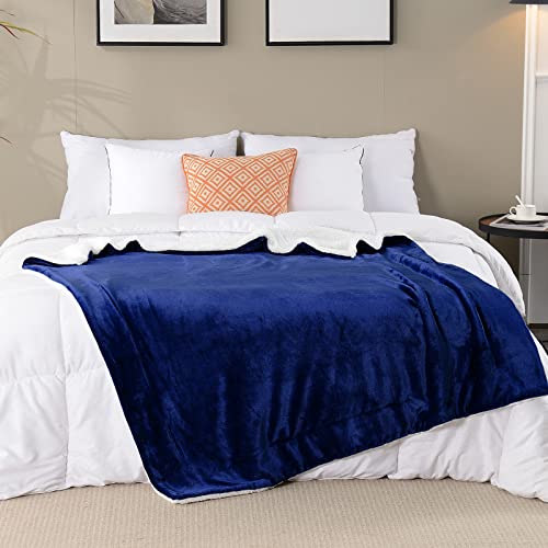 SOCHOW Sherpa Fleece Throw Blanket, Blue, 50x60 inches - color: Blue, size: 50"×60"