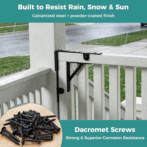 Wooden Gate Hardware Kit, Heavy Duty Anti Sag Outdoor Wood Corner Bracket | Self-lock gravity latch. Rust-proof powder-coated steel.Complete gate kit. For outside fence, garden, deck, porch, pool, farm