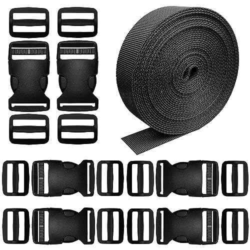 1 Inch Buckles and Straps Kit, 6 Buckles and 6 Yards Nylon Webbing Straps. - color: 1 Inch Buckles Straps