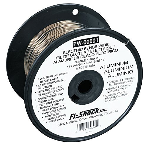Zareba Fi-Shock 17 Gauge Aluminum Wire for Electric Fencing - 1/4 Mile Spool - FW-00001T - Highly Conductive Aluminum Wire for Electric Fences - Rust Proof & Lightweight - 4 Pack - size: 4 Pack