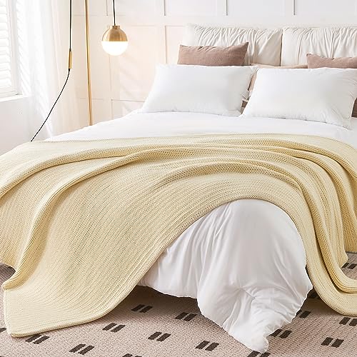 L'AGRATY Knitted Weighted Blanket 50"x60" 7lbs for Adults Cooling - color: Cream White, size: 50" x 60" | 7 lbs