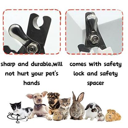 Rabbit Professional Nail Clippers Grooming Kit with Pet Shedding Slicker Brush, Pet Grooming Comb, Nail Clipper Trimmer for Rabbit, Puppy, Kitten, Guinea Pig, Hamster, Ferret (4PCS)