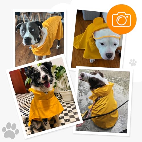 Dog Raincoat,Dog Rain Jacket Poncho with Hood and Leash Hole(Yellow,M) | Windproof,Waterproof,Leash Loop,Adjustable - color: Neon Yellow, size: M(11-16lbs)