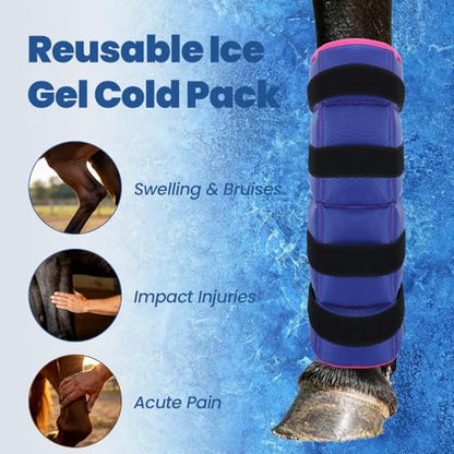 Ice Boot for Horse Reusable Cool Gel Pack Leg Wrap for Injury, Adjustable Ice Horse Leg for Hock, Ankle, Knee, Legs, Boots, and Hooves