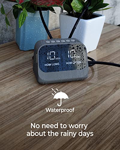 Automatic Watering for Potted Plants, Using a smart programmable Timer, Features a Waterproof LED Display, a high-Capacity Battery, and Precise Water Distribution. (Gray)
