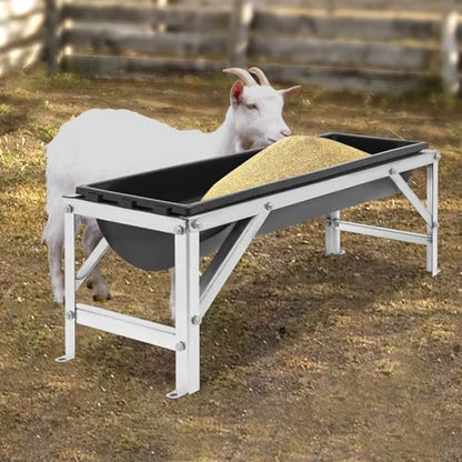 Livestock Feed Trough with Stand, 35L/9.25Gal Capacity Livestock Water Trough with Triangular-Structure Stand 39" Long Portable Farm Animal Feeder for Calves, Pigs, Sheep and Horses (Black) - color: Black